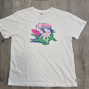 Billabong "Its Better In Florida" Graphic Tee X-Large alligator sexy women neon